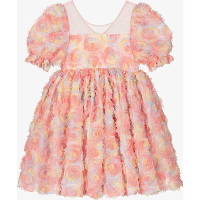 Rock Your Baby Girls Pink Pastel Roses Tulle Dress - 3 year