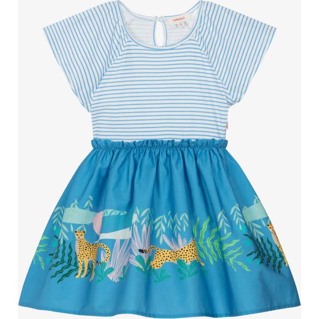 Catimini Girls Blue Cotton Cheetah Print Dress - 4 year