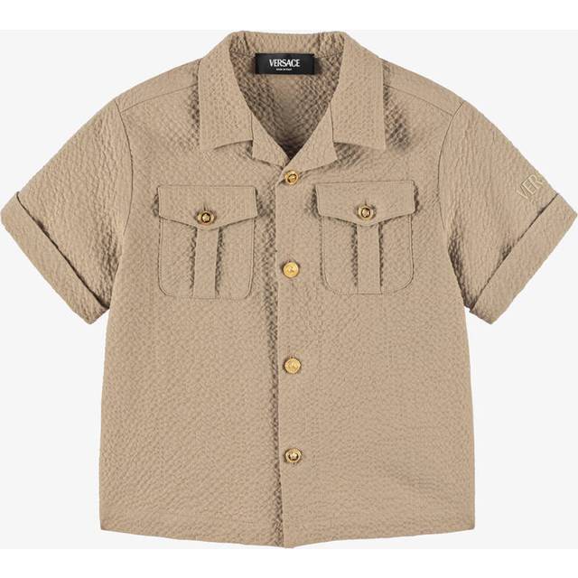 Versace Boys Beige Cotton Seersucker Shirt - 5 year
