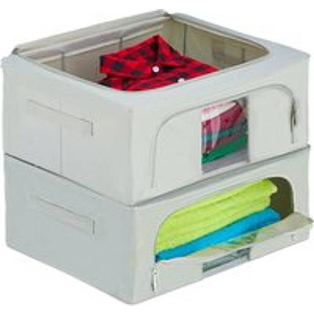 Set of 2 Storage Bags, 40 l each, Zip Closure, for Bedding, Clothes & Towels, Underbed Organiser Boxes, Grey - Relaxdays