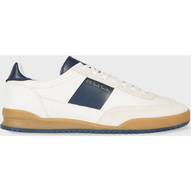 PS Paul Smith White and Navy 'Dover' Leather Panel Trainers - 11