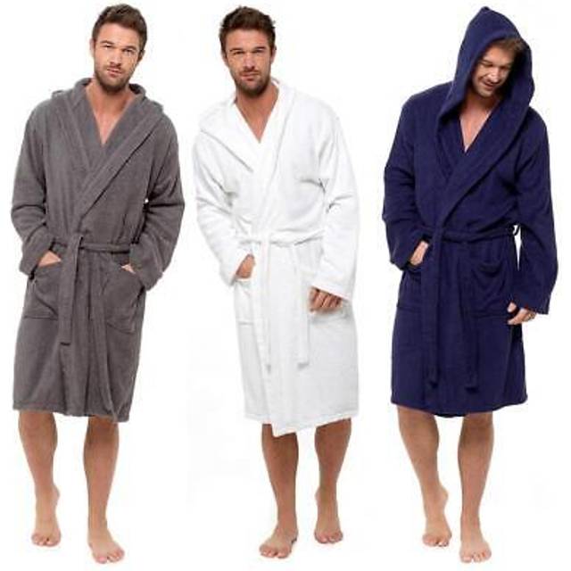 Mens towelling bathrobe 100% cotton terry cloth towel dressing gown wrap robe