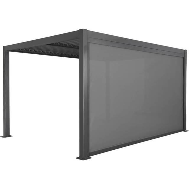 3x4m louvered aluminium and steel pergola + 4m privacy screen, Palace + screen, Anthracite, 392x292x224 cm