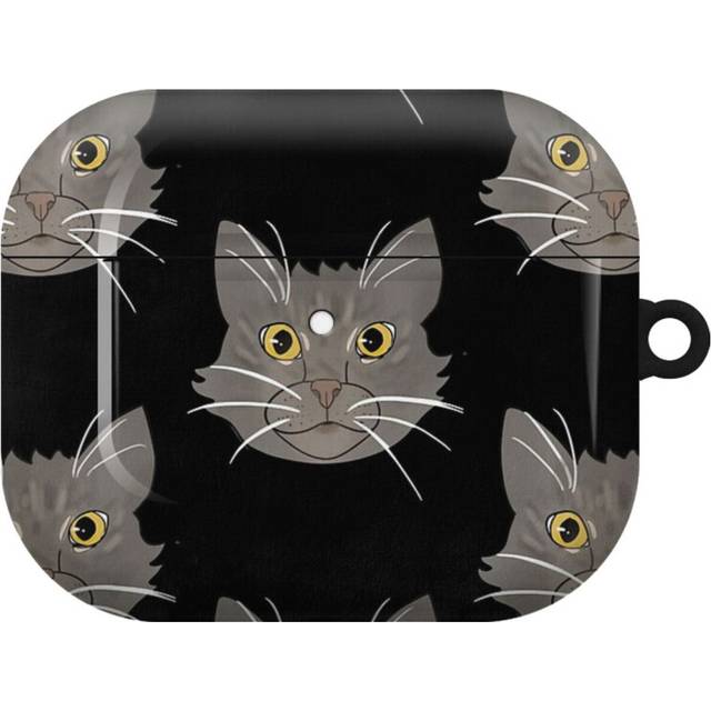 (Grey Cat Face_5533) AirPods 1/ 2 /3 Pro 2 3 4 5 Cover for Women Girls Protective Compatible with Apple AirPod Hard Shell Case
