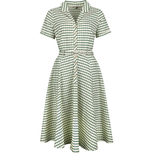 Banned Retro - Rockabilly Medium-length dress - Bella Anchor Ahead Dress - XS to 4XL - for Women - beige-green
