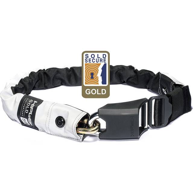 Hiplok Gold Bike Chain with Lock - Superbright (Hi-Vis/High Visibility). 85cm Chain for Bicycle Lock. Lightweight & Wearable. Sold Secure Gold.