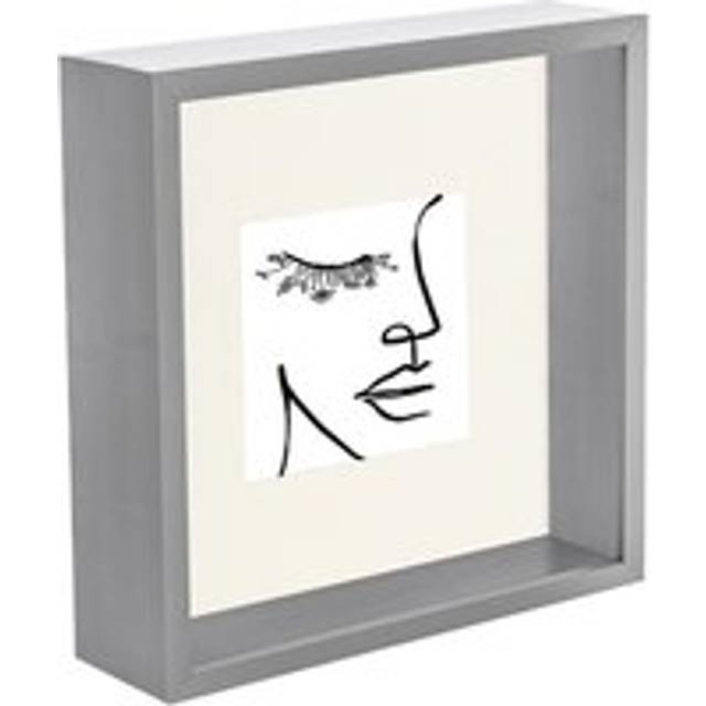 Grey 8" x 8" 3D Deep Box Photo Frame with 4" x 4" Mount - Ivory Mount