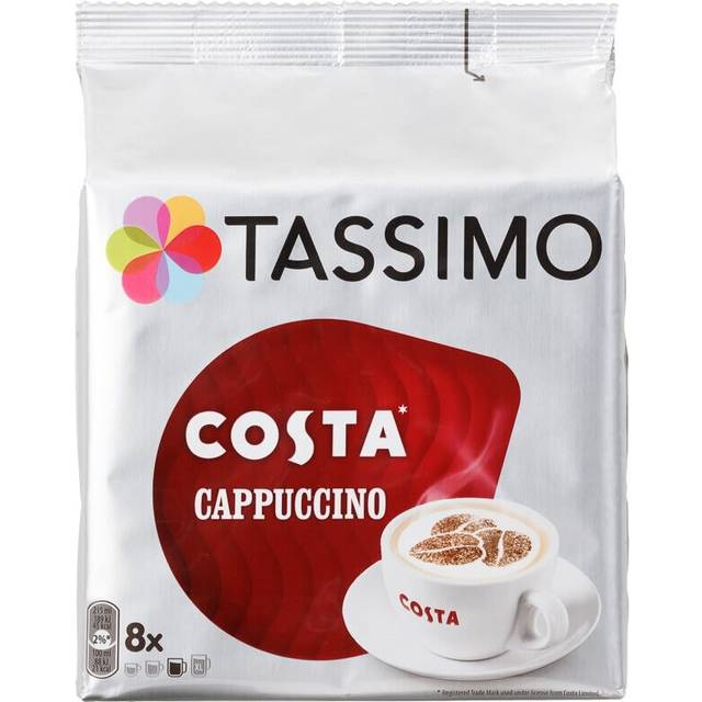 8pk tassimo costa coffee pods enjoy warm, relaxing cup of cappuccino coffee