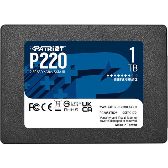 Patriot P220 1TB Intern SSD - SATA 3-2,5 tum - Solid State-enhet - P220S1TB25