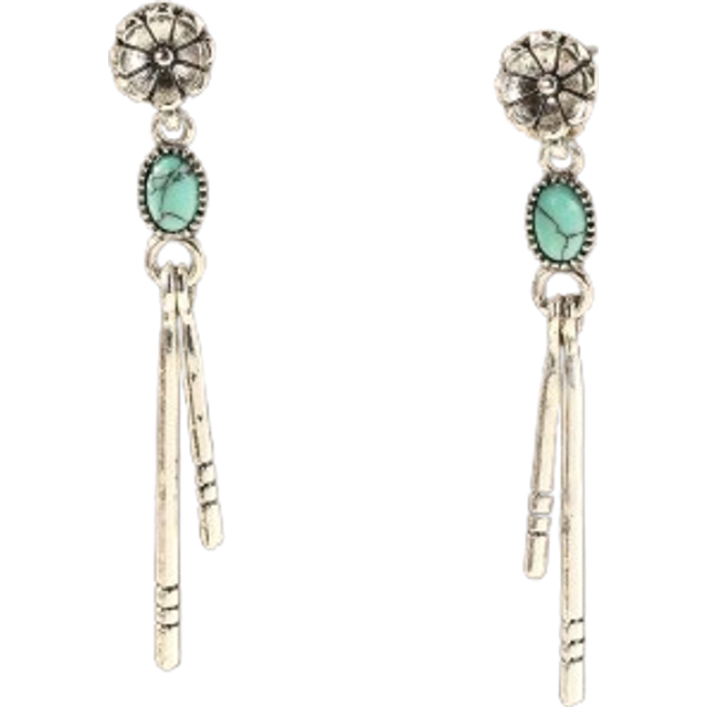 SHEIN 1pair Vintage Western Style Flower Design Turquoise Drop Earrings For Women, Fashionable Birthday Gift Valentines,Mom,Mother,Mother&#39;s Day,Gift