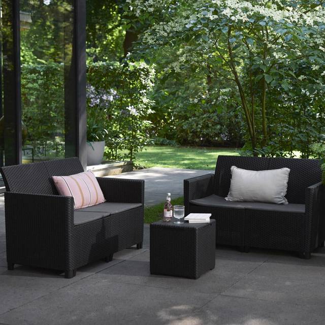 Keter Marie 4 Seater Wicker Lounge Set - Graphite Grey - Grey Graphite
