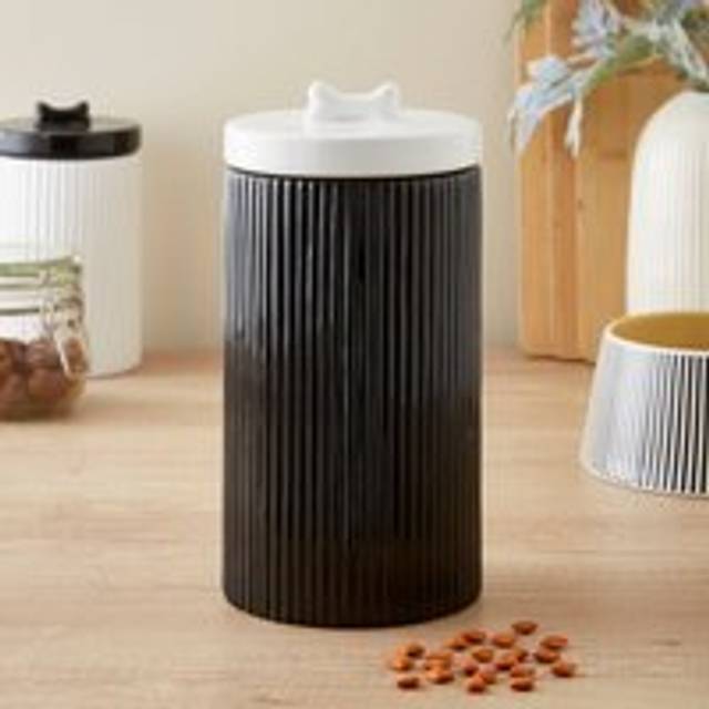 Ribbed Pet Treat Jar - Black