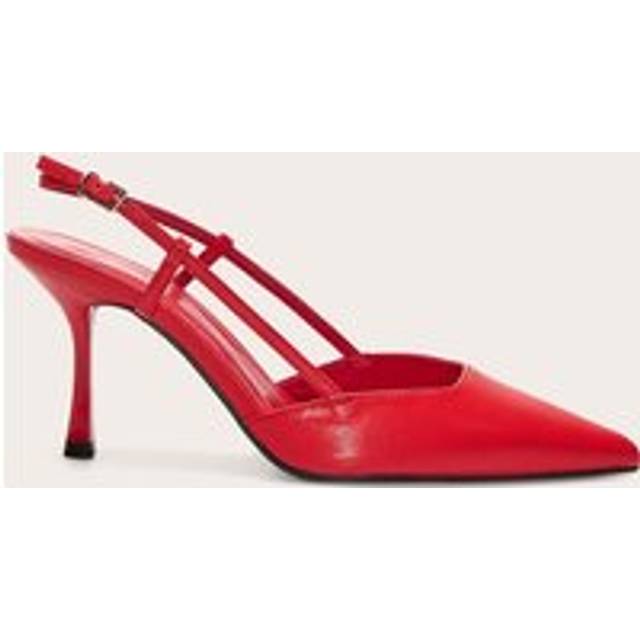 Wide Fit Red Pu Point Toe High Stiletto Court Heels, Red - 5