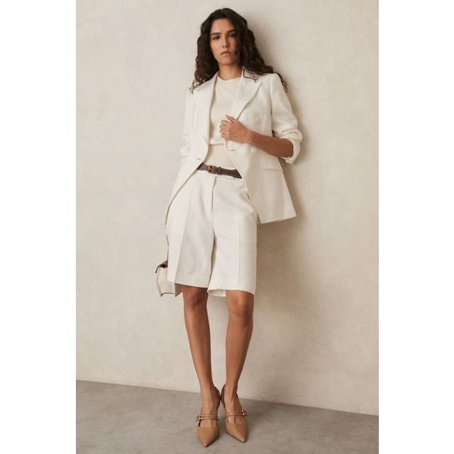 Reiss Petite Devon Linen Blend Shorts, White