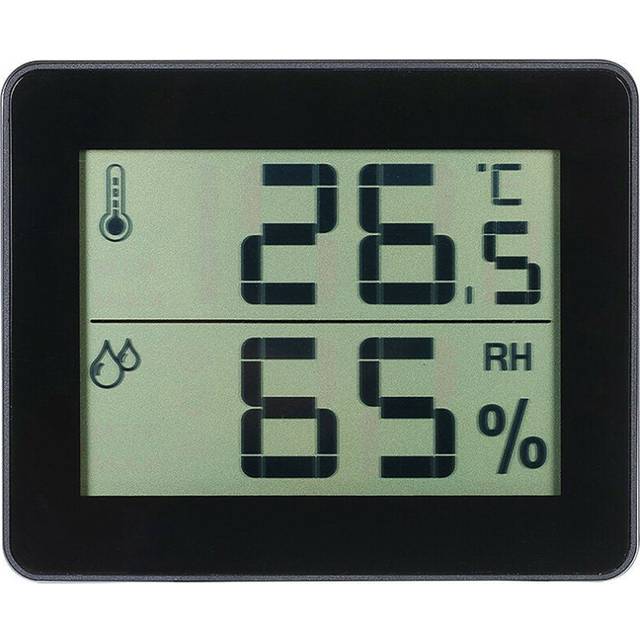(Black) Digital Display Thermometer Hygrometer 0-50 Desk Thermometer