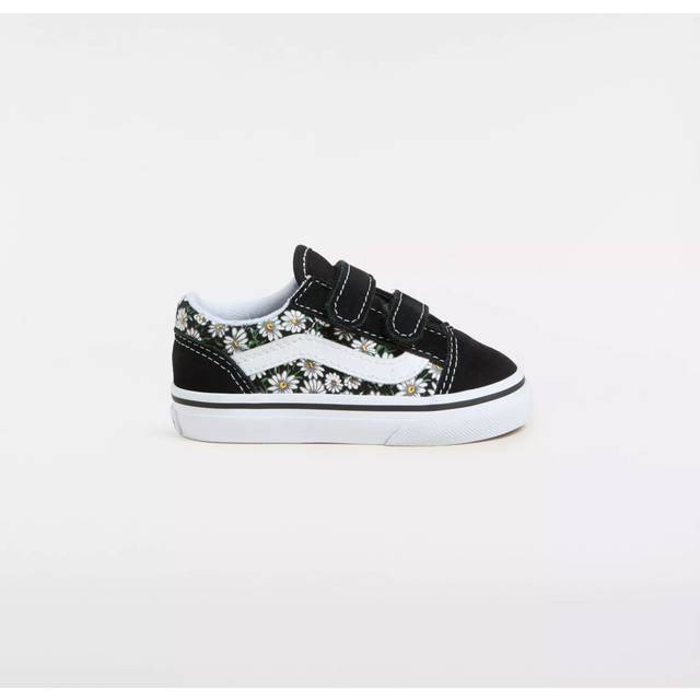 Vans Kids Old Skool Toddler Trainers Daisies Black White, 6infant
