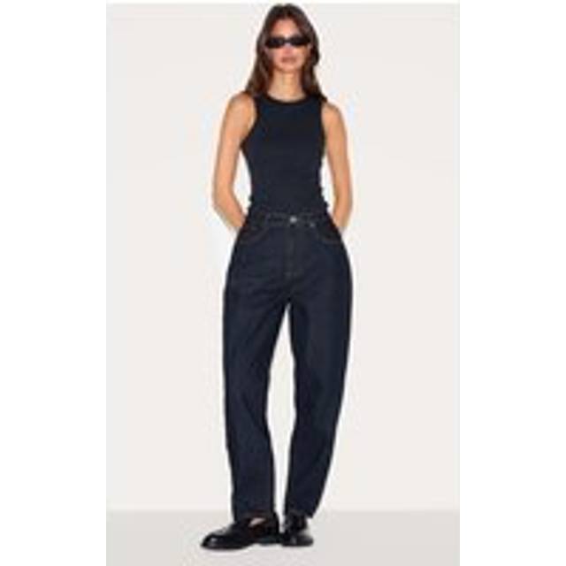 Dark Indigo High Waist Mom Jeans, Dark Indigo - 6