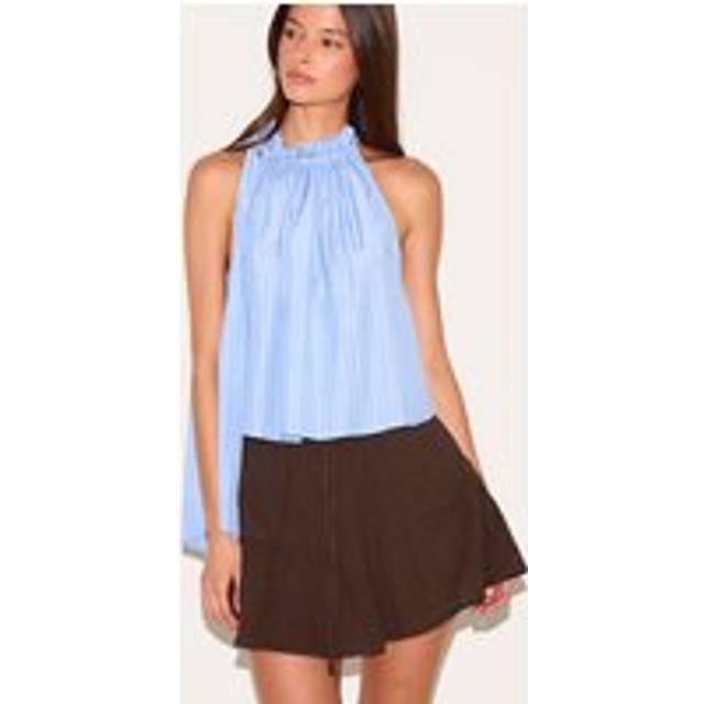 Chocolate Cotton Drawstring Tiered Mini Skirt, Chocolate - 10