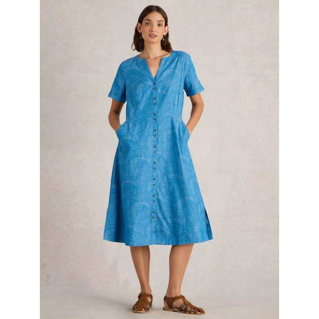 White Stuff Iris Jacquard Dress, Blue