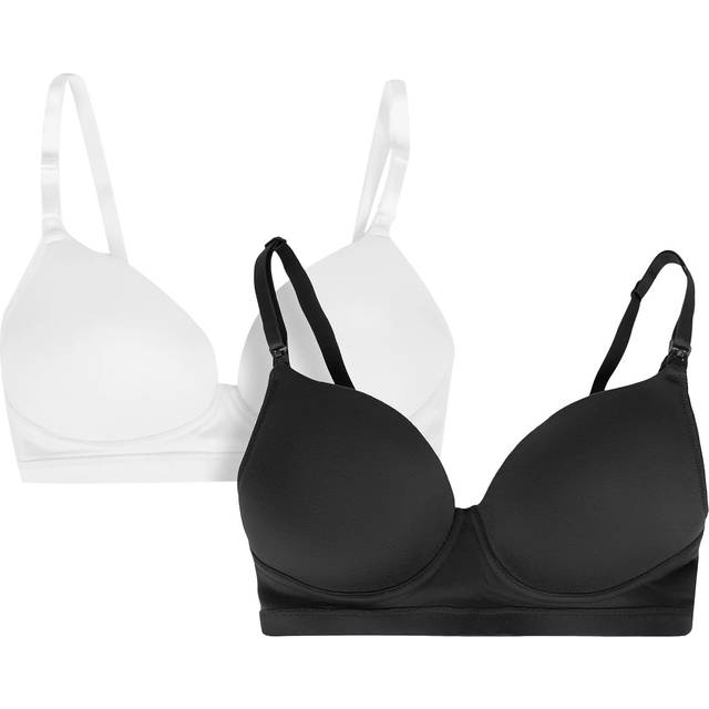 JoJo Maman Bébé Maternity & Nursing T-Shirt Bras, Pack of 2, Black