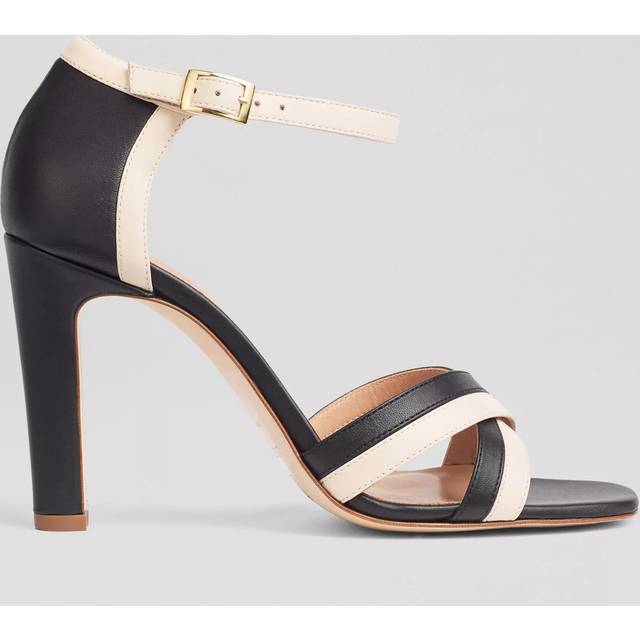 L.K.Bennett Lennon Leather Block Heel Formal Sandals, Black/White