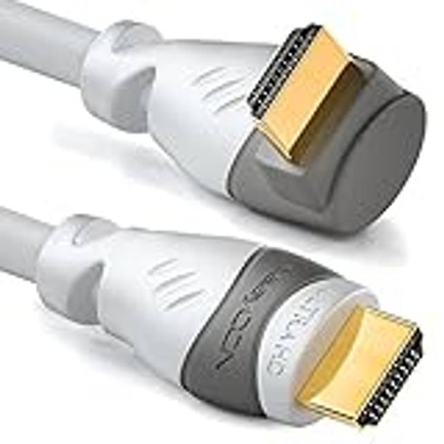 deleyCON 7,5m HDMI 270° Grader Vinklad Kabel - Kompatibel med HDMI 2.0/1.4 - UHD 4K HDR 3D 1080p 2160p ARC - Vit