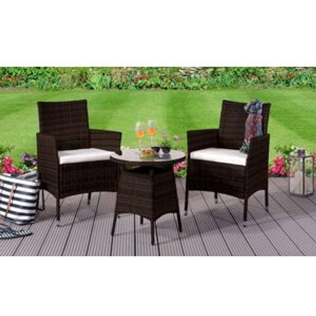 Rattan Garden Bistro Set With Round Table And 2 Chairs In Various Colours - Brown - One Size