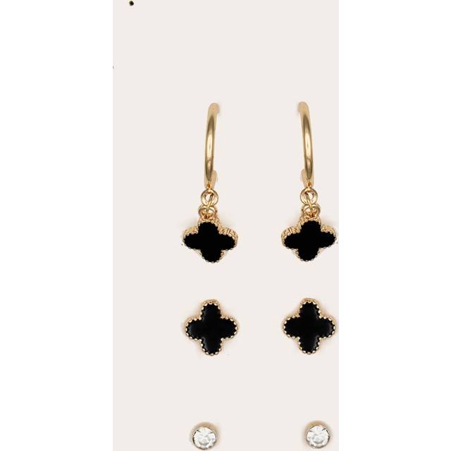 Gold Clover Pendant Multipack Earrings, Yellow - One Size