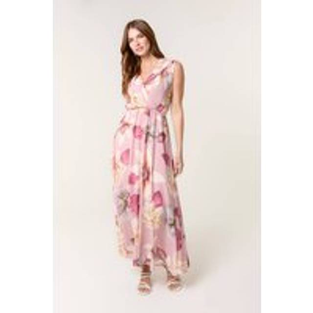 Blue Vanilla Pink Double V Pleated Occasion Dress - s/m