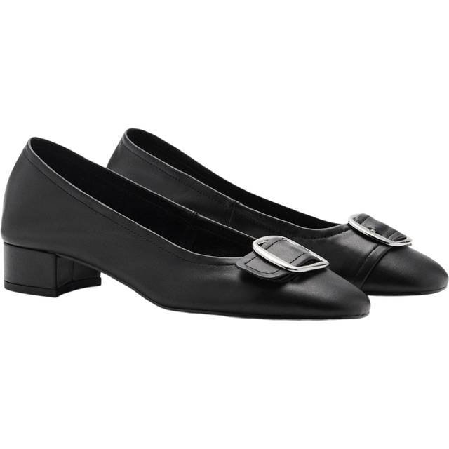 Buckle leather shoes black - Woman - 4 - MANGO - Black
