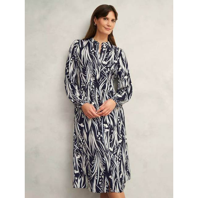 Hobbs Colette Floral Dress, Navy/Ivory