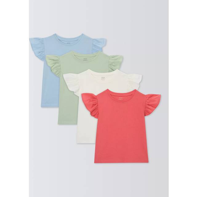 John Lewis Kids' Frill Sleeve T-Shirts, Pack of 4, Multi