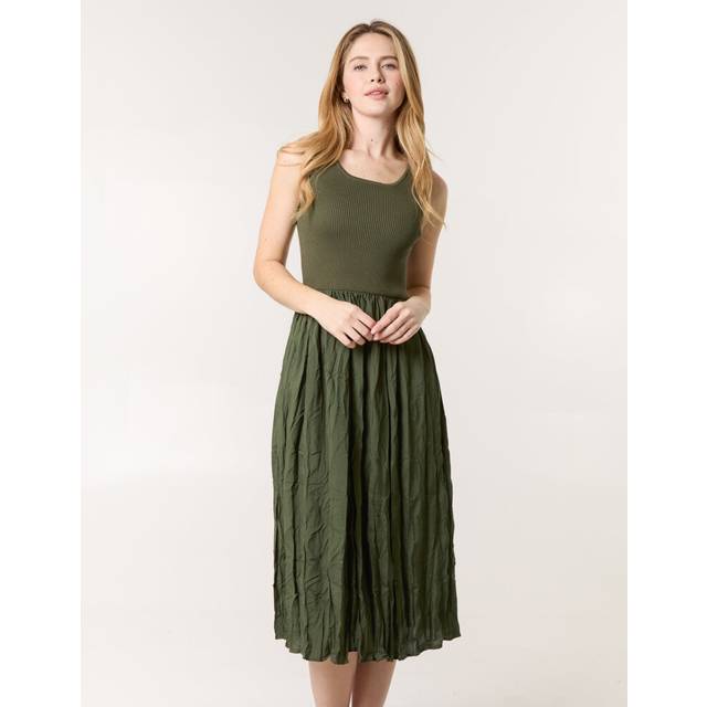 Round Neck Crinkled Dress
