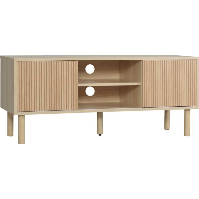 HOMCOM TV-bänk TV-stativ för upp till 50 tum 2 skjutdörrar och 2 nischer med kabelkanal - 115 x 40 x 49 cm