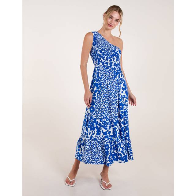Blue Vanilla Blue Shirred Waist One Shoulder Maxi Dress - l/xl
