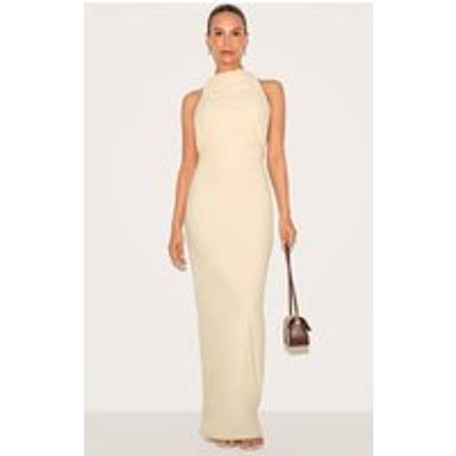 Petite Butter Cream Backless Halterneck Maxi Dress, Butter Cream.. - L