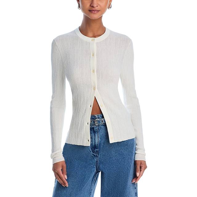 Fisher Ribbed Cardigan - BRIGHT WHI - Small