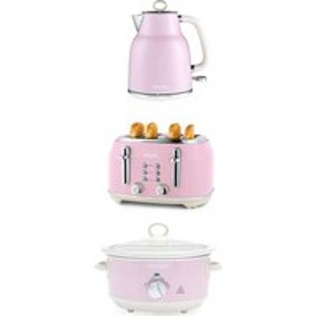 Salter Retro Pink Kettle & Toaster Set ? 1.7L Fast Boil Kettle with Removable Limescale Filter, 4-Slice Wide Slot Toaster for Thick Bread/Bagels, Blue