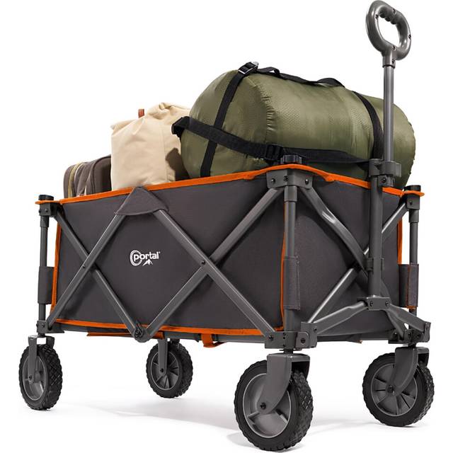 Portal Festival Camping Trolley Cart with Wheels Folding Garden Beach Wagon Foldable Pull along Trolley 100KG Trailer Collapsible with Removable