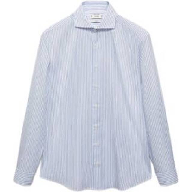 Mango Pals Stripe Cotton Slim Fit Shirt, Pastel Blue