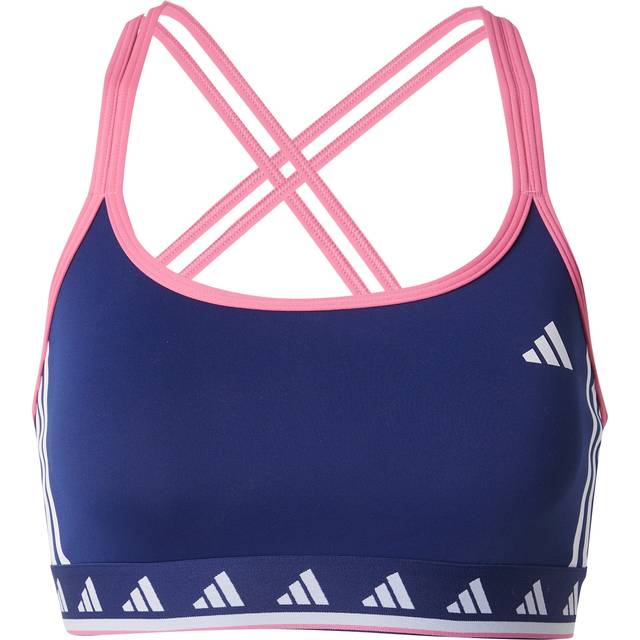 adidas Womens Training Hyperglam Light Support Sports Bra - Blue, Dark Blue/White/Pink Fusion, Size Xl, Women - XL
