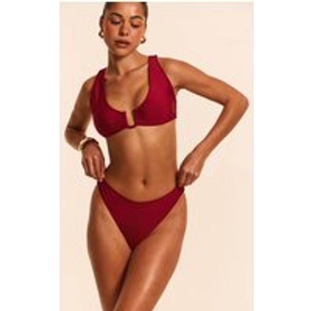 Burgundy Tanga Bikini Bottoms, Red - 16