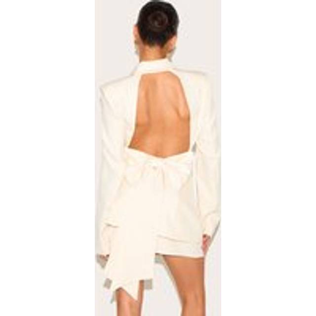 Petite Stone Bow Detail Open Back Tailored Blazer, White - 12