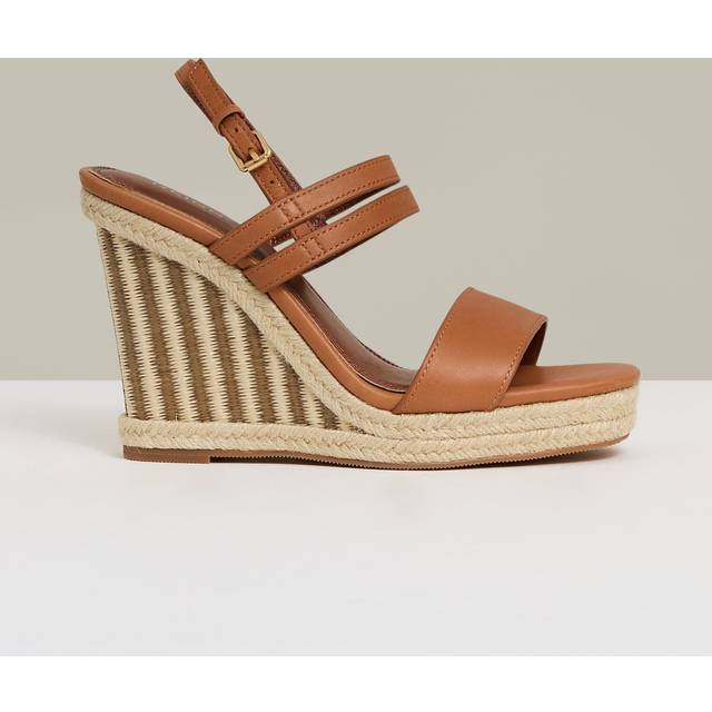 Reiss Hailey Raffia Wedge Heel Sandals, Neutral