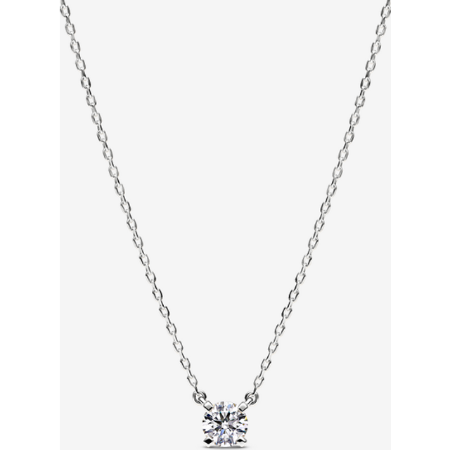 Pandora Era Lab-Grown Diamond Pendant Necklace - 14k white gold / Lab-grown diamond - Sz. 45 cm - Clear