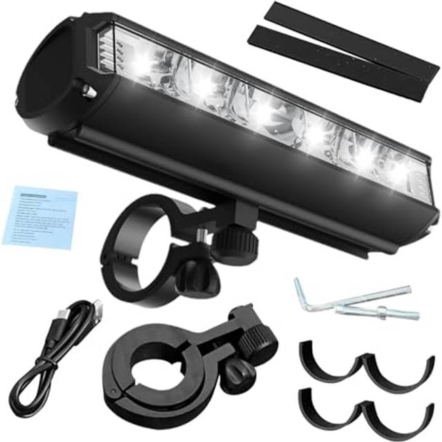 Teksome Laddningsbar cykelstrålkastare,Mountaincykelljus - LED cykellampa fram med 4000mAh batteri,1850 Lumen Vattentät Säkerhet Hög Lumen Super Bright Lights för barn, män, kvinnor