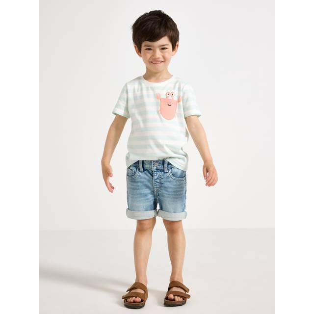 STAFFAN Straight leg jeansshorts med superstretch