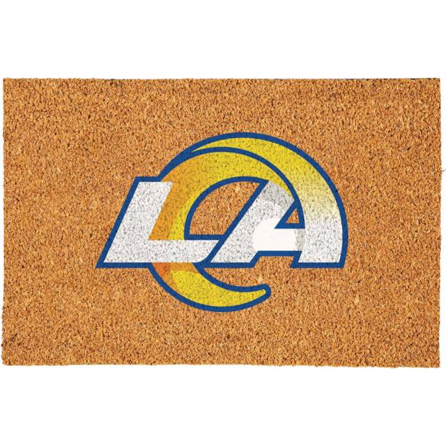 Team Sports America NFL Los Angeles Rams Coir Doormat  Official Full Color Team Logo  Extra Large Front Door Mat  Outdoor Indoor Entrance Rug  Non-Sli