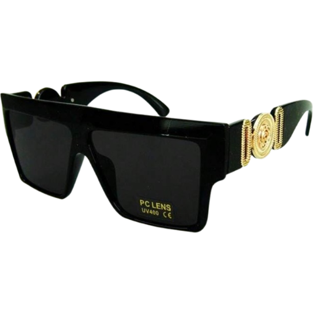 SHEIN 1pc Men&#39;s Oversized Vintage Studded Black Fashion Glasses, Thick Frame Beach, Pool, Vacation Fashion Glasses, Fashionable Outdoor Social Media Influen