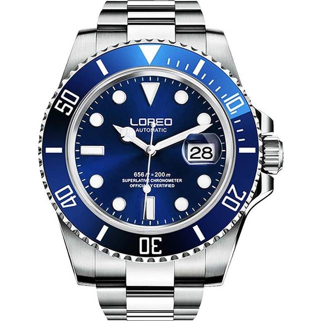 men GMT Stainless Steel Sapphire Rotating Dive Bracelet Watch